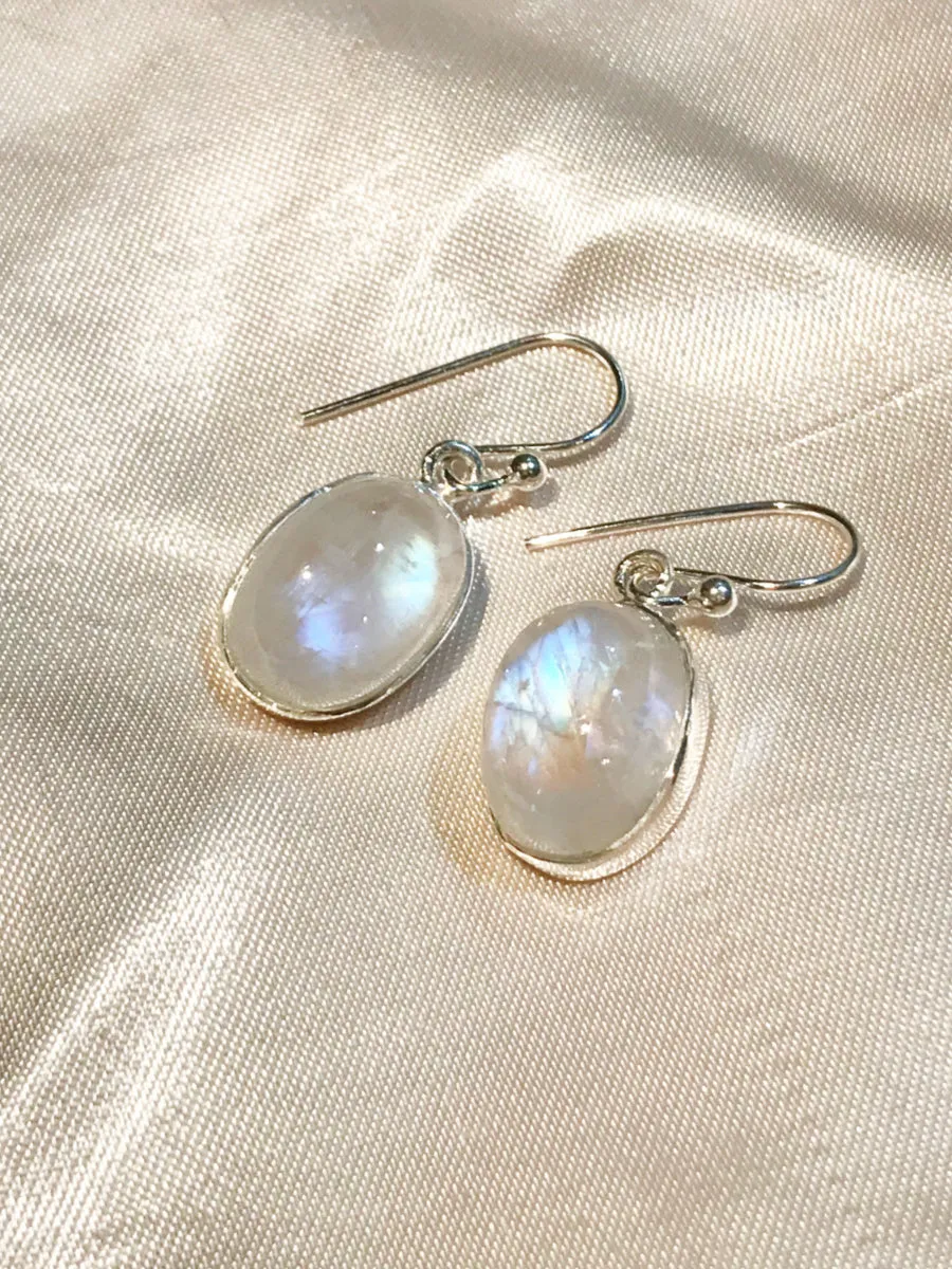 Rainbow Moonstone Cabochon Dangles