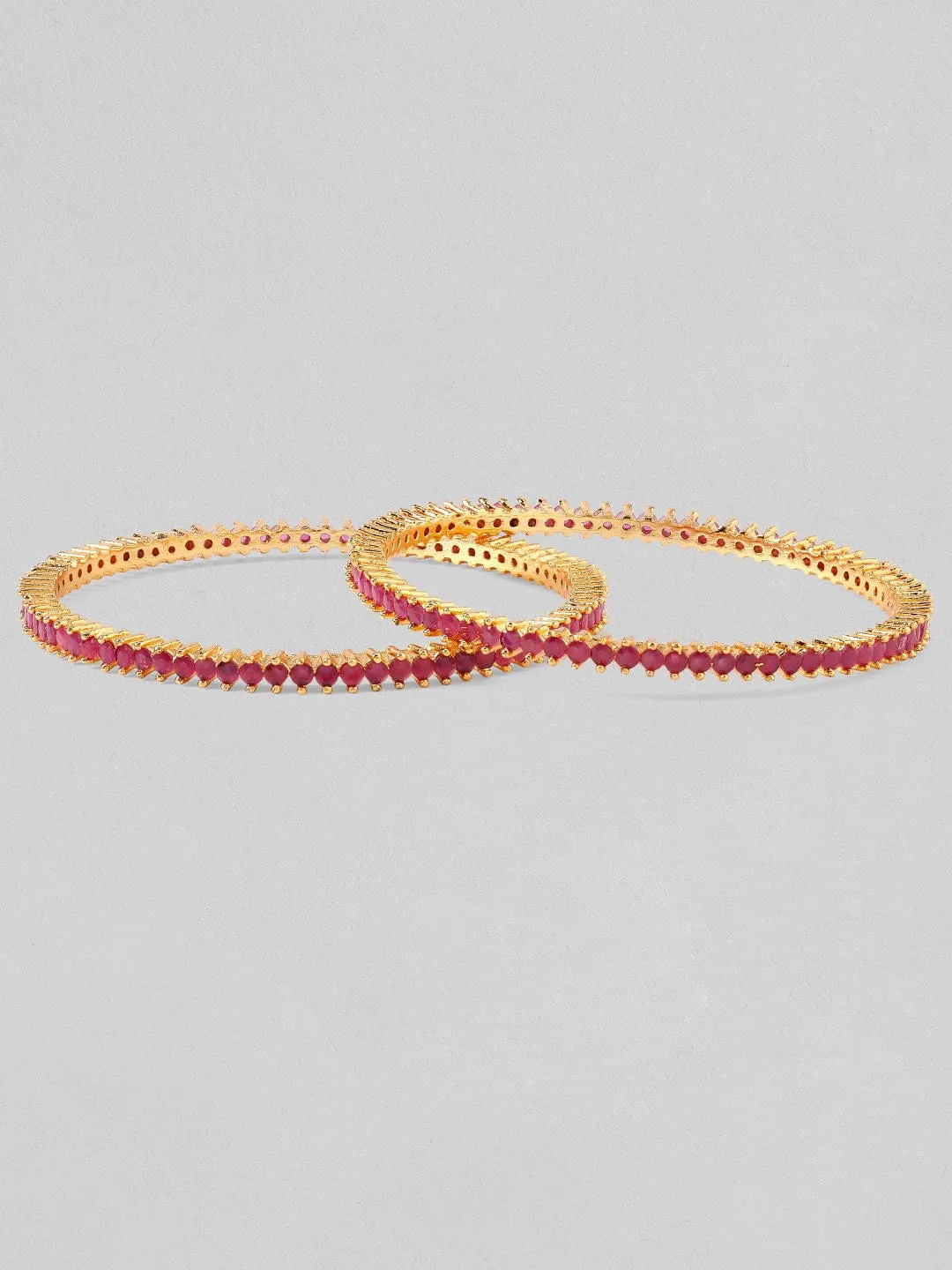 Rubans Set Of 4 Gold-Plated & Pink AD-Studded Bangles