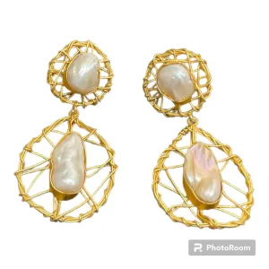 Secretly Posh Gold Plated And Natural Pearl Earrings