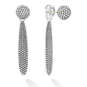 Signature Caviar Long Caviar Beaded Front-Back Drop Earrings