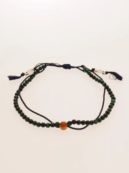 Silk String KUMIHIMO Braid Anklet Green Tiger Eye