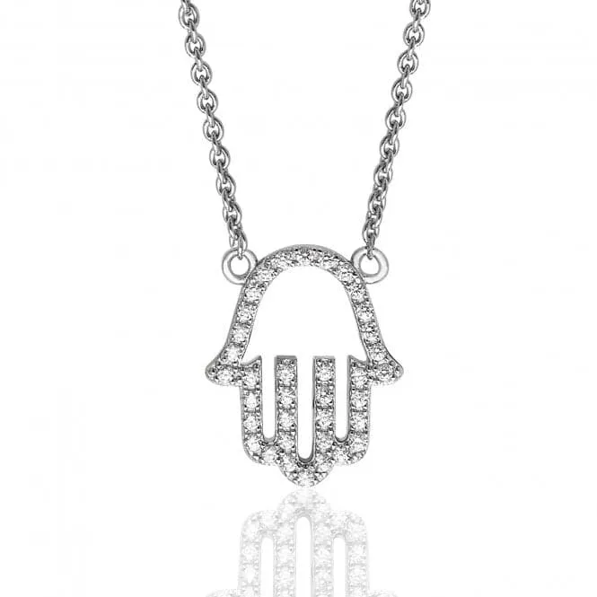 Silver & Co Sparkling Silver Small Hamsa Pendant with Cubic Zirconia SPG0048