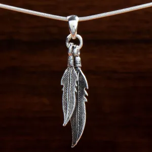 Silver Double Feather Pendant