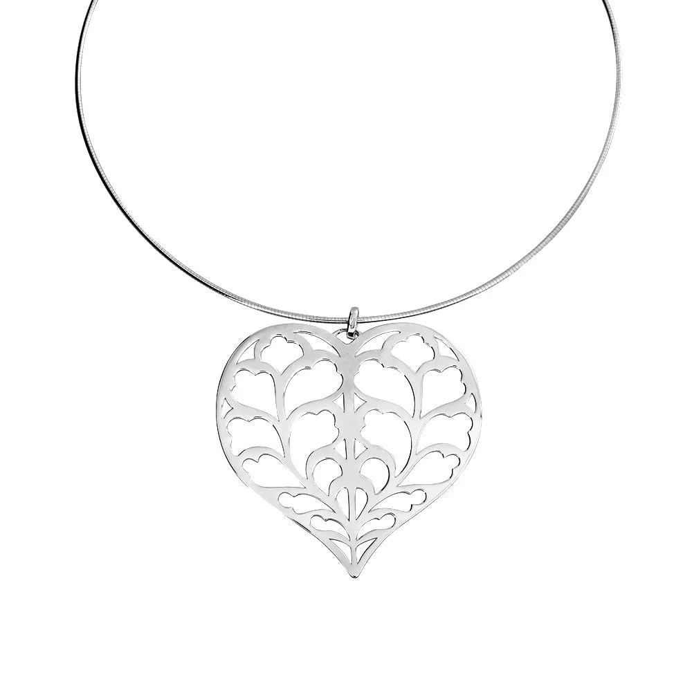 Silver Heart of Yorkshire Pendant on Collar