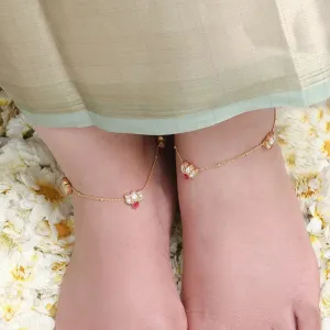 Silver Lotus Kundan 3 Motifs Anklet