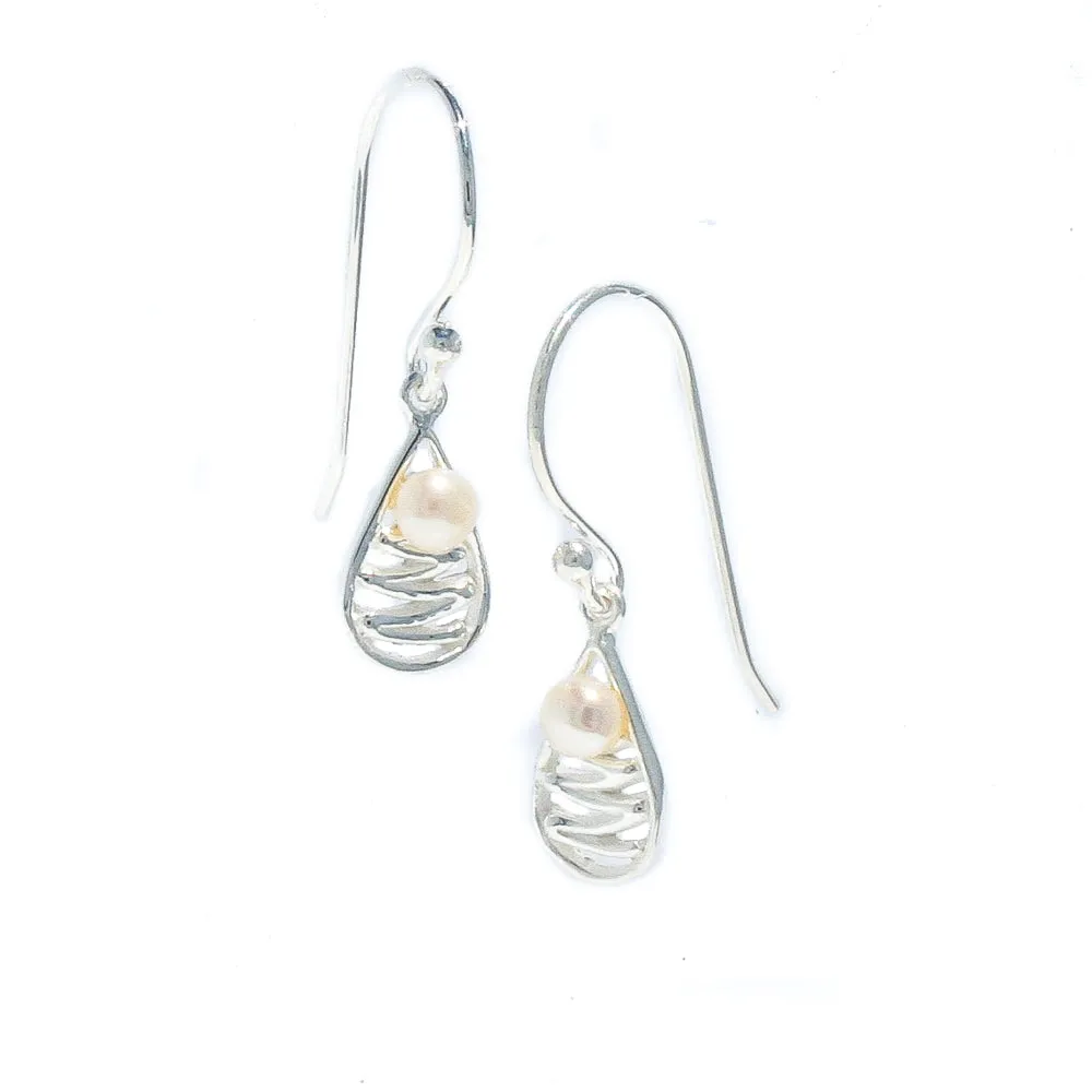 Staircase Dew Drop Pearl Earrings Small