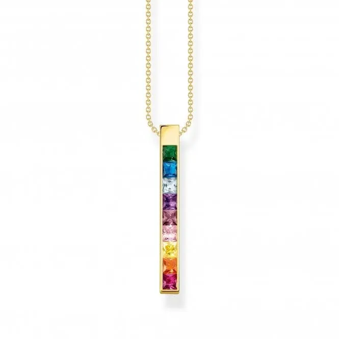 Sterling Silver Gold Plated Colourful Stones Necklace KE2146-996-7-L45V