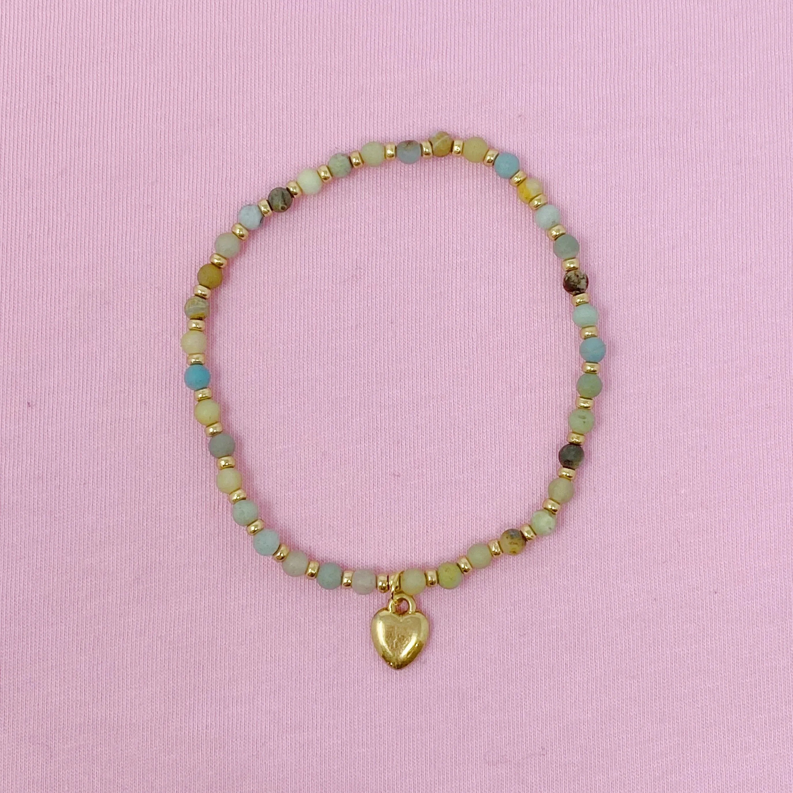 Stone Bead Heart Anklet