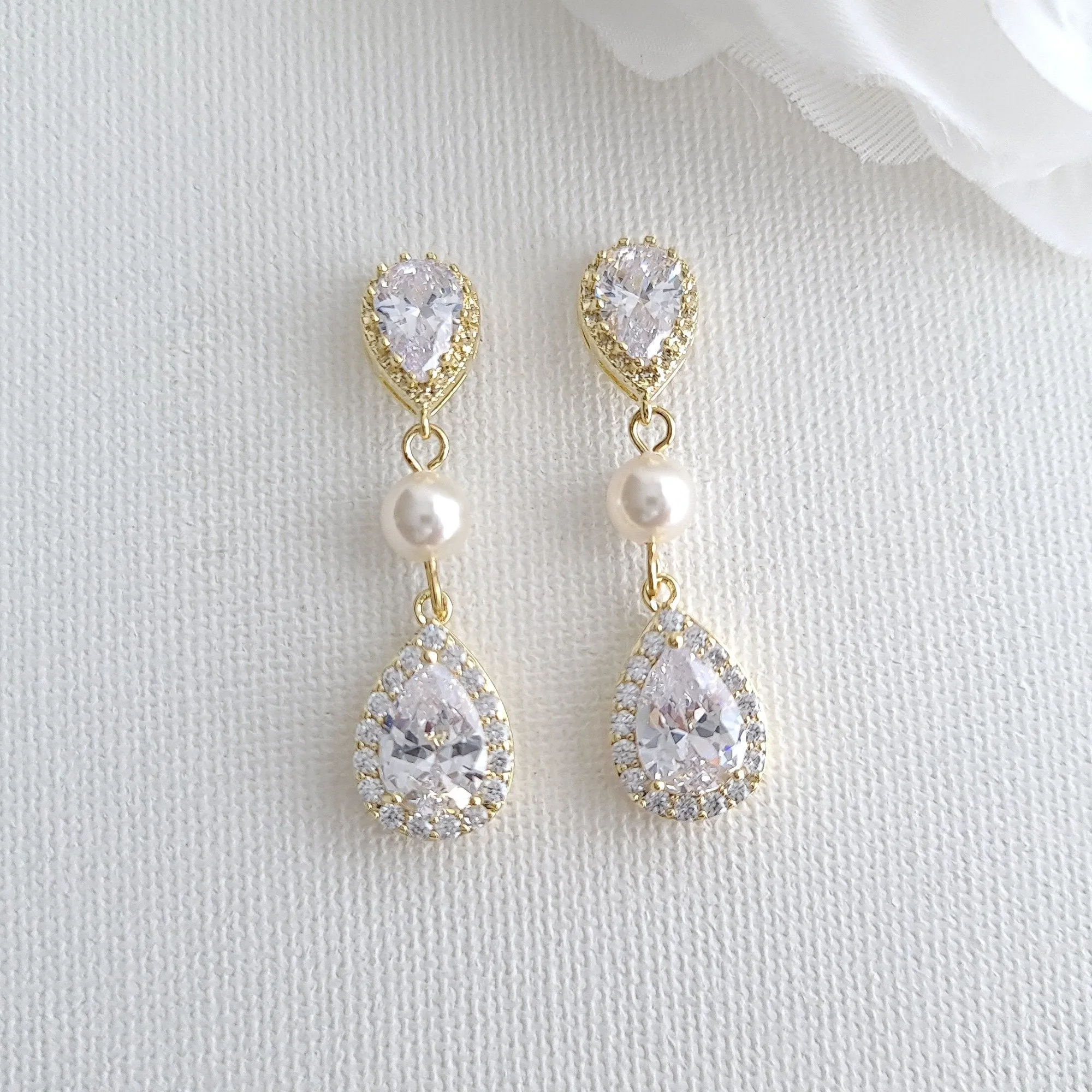 Teardrop Bridal Earrings-Emma