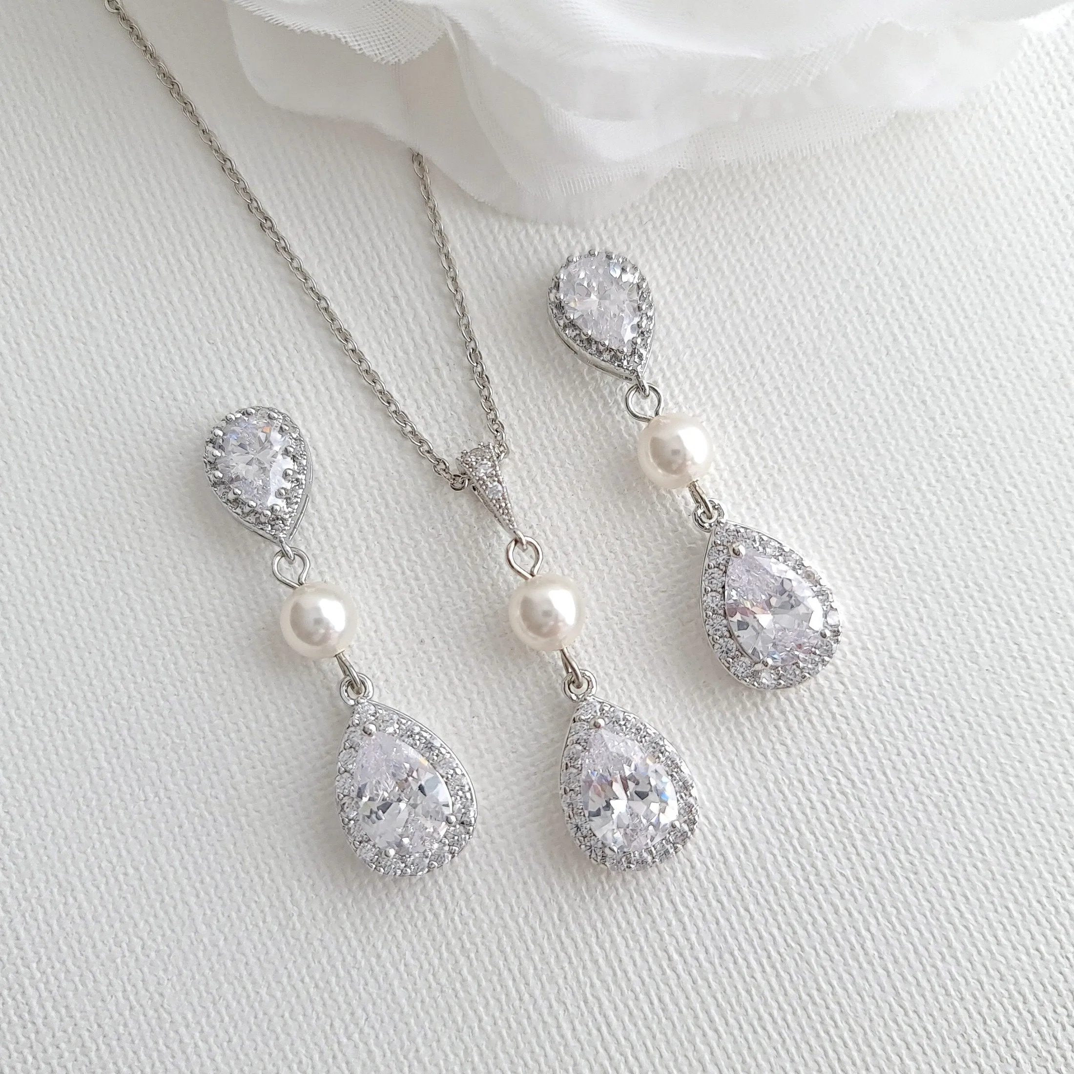 Teardrop Bridal Earrings-Emma