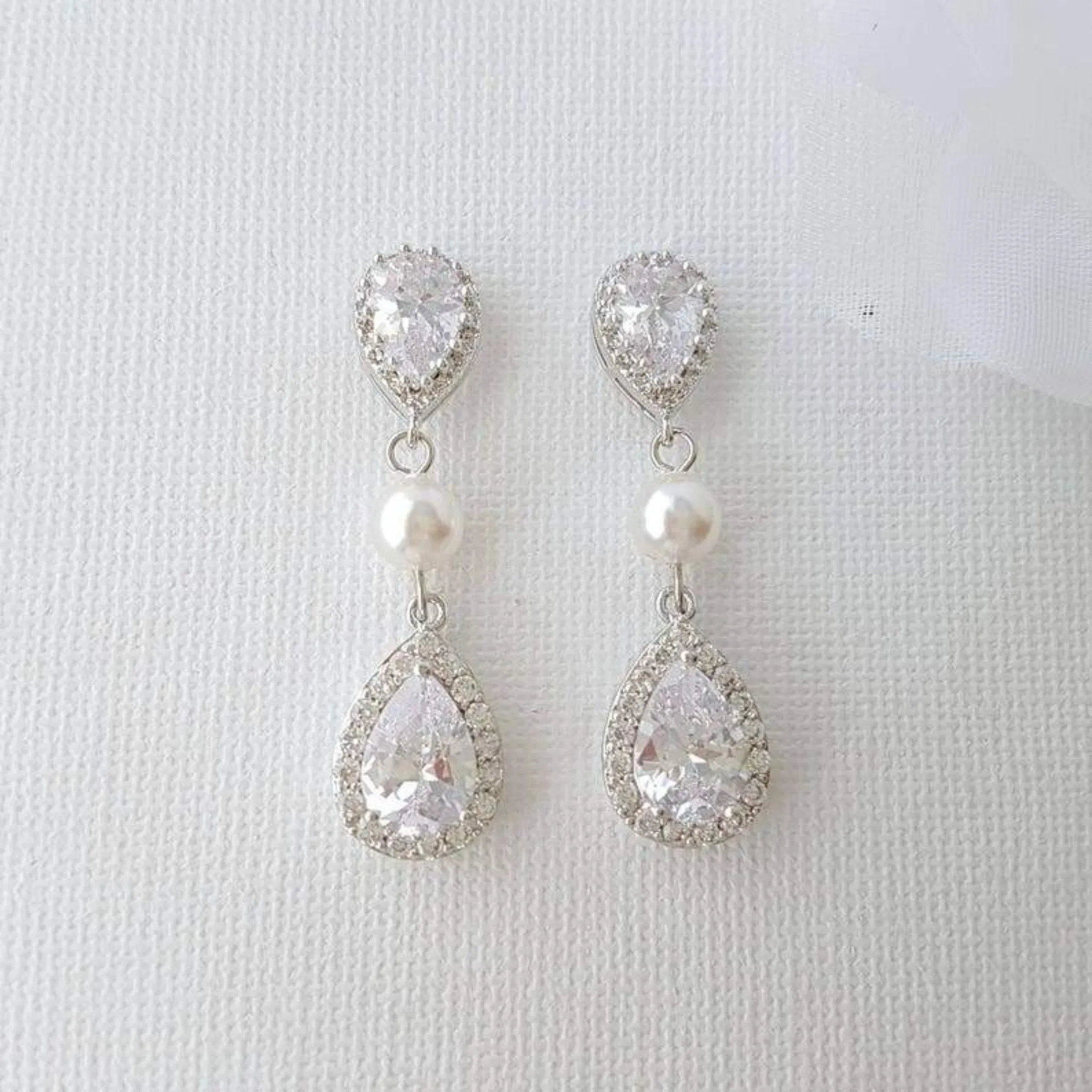 Teardrop Bridal Earrings-Emma