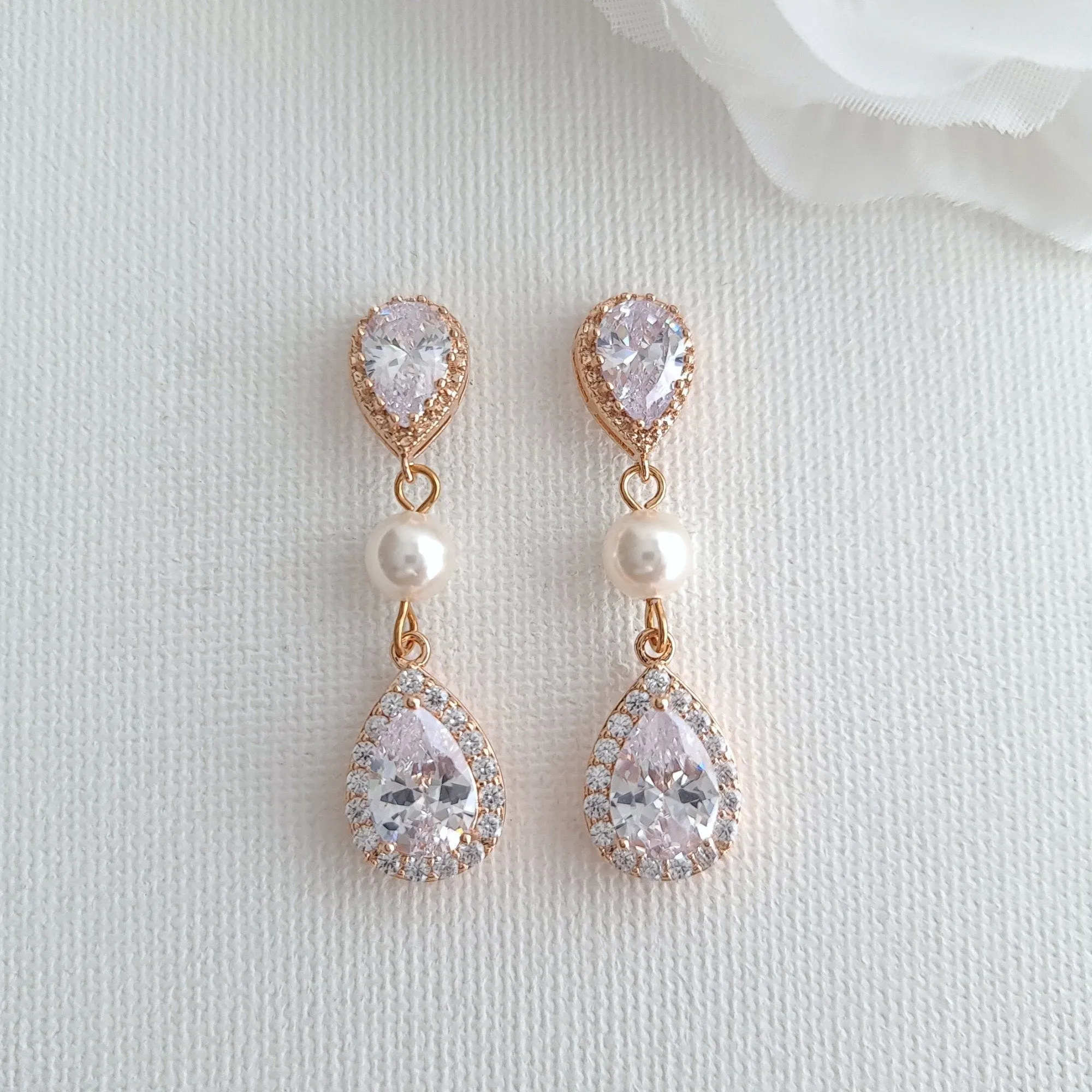 Teardrop Bridal Earrings-Emma