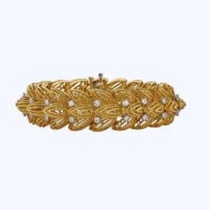 Textured Gold Diamond Bracelet