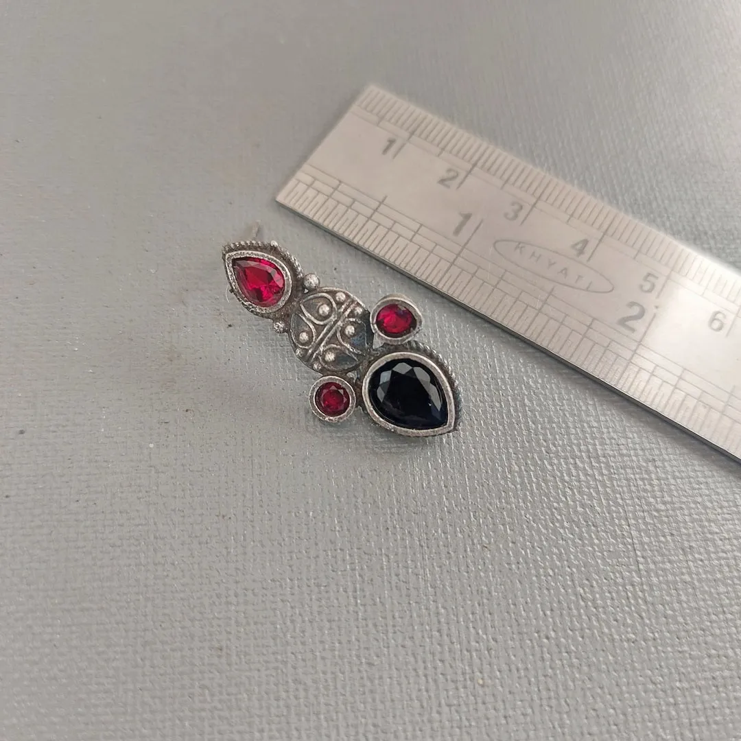 Timeless Elegance: Black and Red Stone Earrings