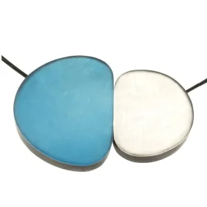 White and Aqua Organic Magnetic Pendant Necklace