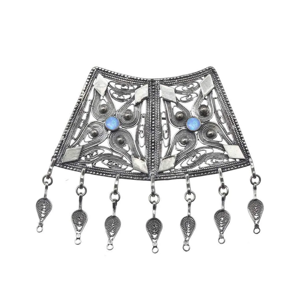 Yemenite jewelry silver chain and pendant filigree ethnic necklace for woman